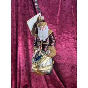 VTG Handblown Glass Ornament Red Santa Claus with Toy Sack Patricia Breen Poland